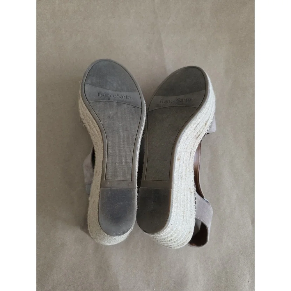 Franco Sarto Suede Espadrille Wedge Sandals Size 10 Beige Solid Casual